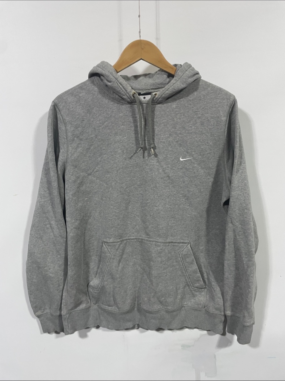 Nike Gray Hooded Pullover Sweatshirt with Small White Swoosh